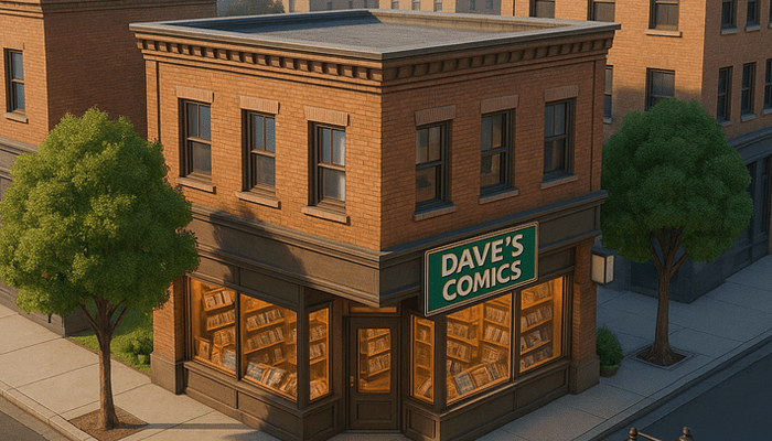 Dave’s Comics, the neighborhood comic shop where much of the TeeMates story takes place